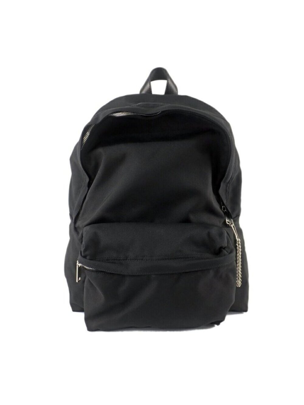 Celine Backpack Nylon Canvas Black Silver Metal Charm